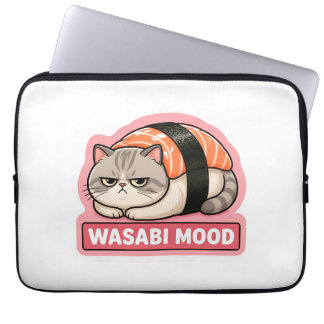 Wasabi Humör Rolig Grinig Katt Sushi Meme Laptop Fodral