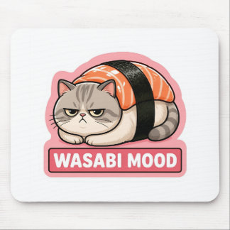 Wasabi Humör Rolig Grinig Katt Sushi Meme Musmatta