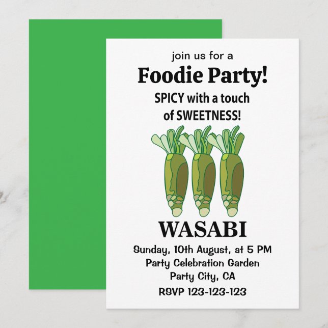 Wasabi-krydda med en beröring av sötheten Wasabi Inbjudningar (Fram/baksida)