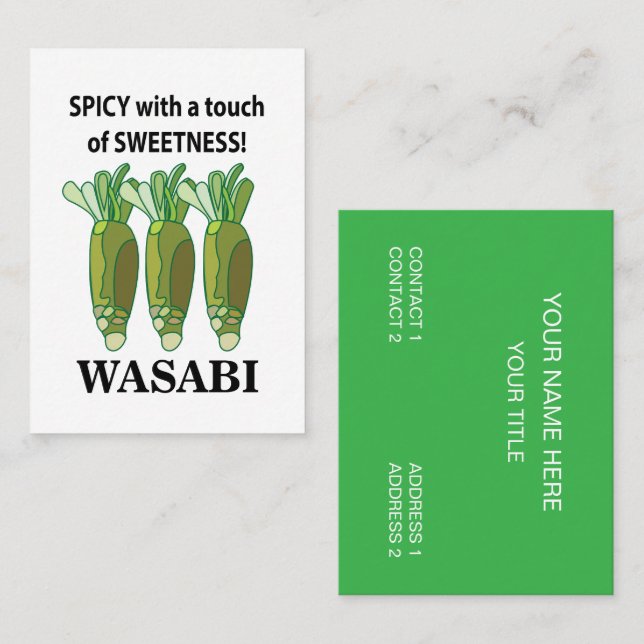 Wasabi-krydda med en beröring av sötheten Wasabi Visitkort (Fram/baksida)
