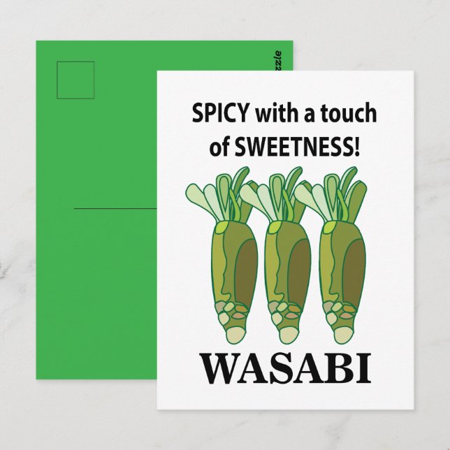 Wasabi-krydda med en beröring av sötheten Wasabi Vykort (Fram/baksida)