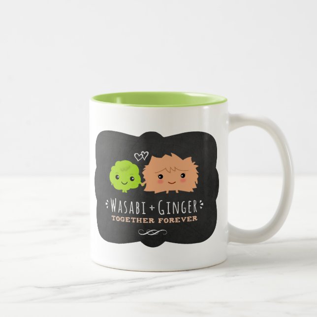 Wasabi och Ginger Together Forever Kawaii Cute Två-Tonad Mugg (Höger)