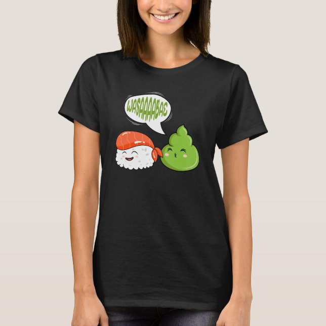 Wasabi Salmon Sushi Japanese Horseradish Paste Con T Shirt (Framsida)