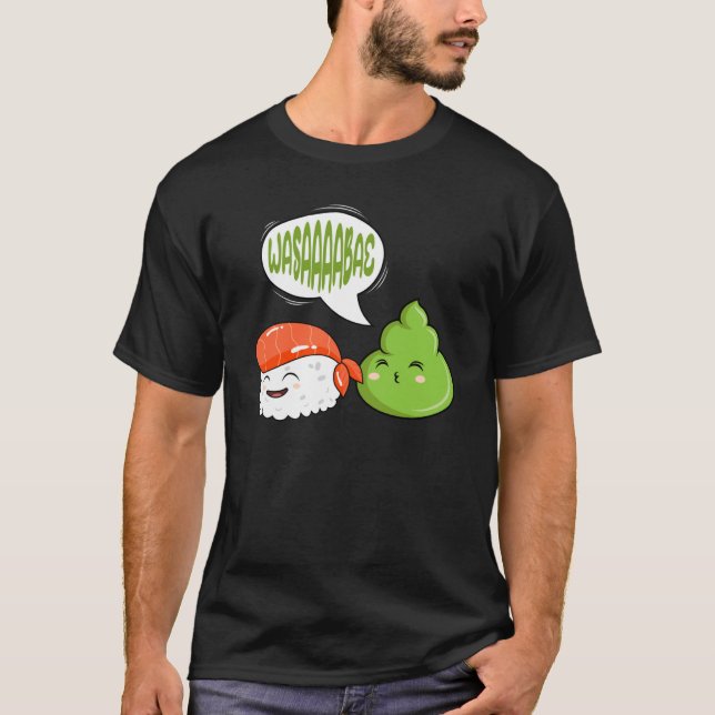 Wasabi Salmon Sushi Japanese Horseradish Paste Con T Shirt (Framsida)