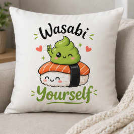 Wasabi Själv – Söt Kawaii Sushi Puns Kudde