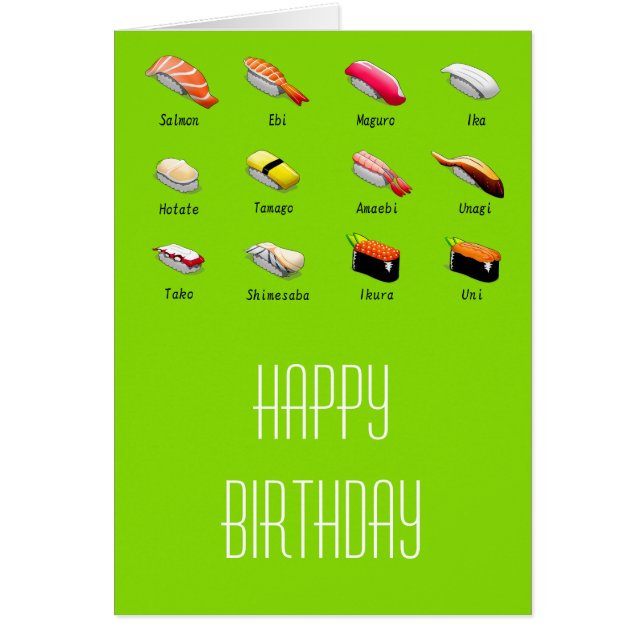 Wasabi sushi Japansk söt mat Hälsningskort (Framsidan)