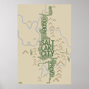 Wasatch beklär (Utah) den typografiska kartan Poster