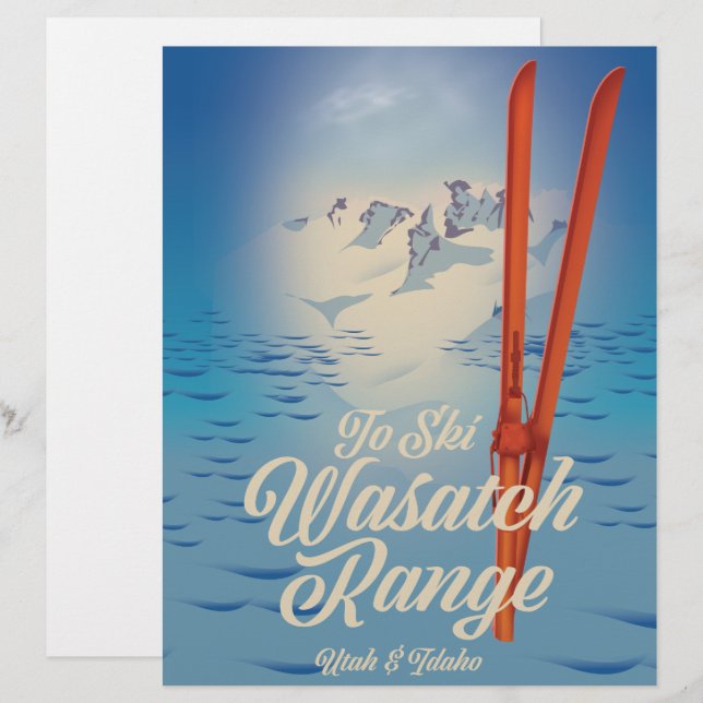 Wasatch Range Utah & Idaho skidisplayreklam Brevhuvud (Fram/baksida)