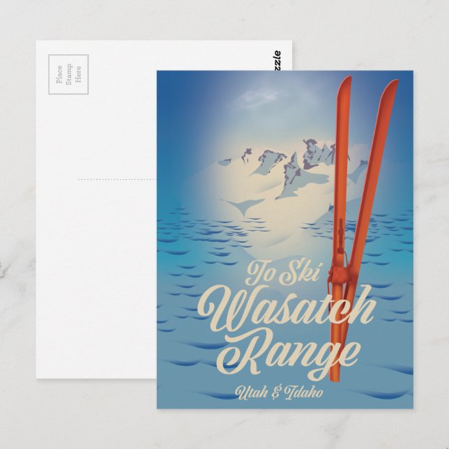 Wasatch Range Utah & Idaho skidisplayreklam Vykort (Fram/baksida)