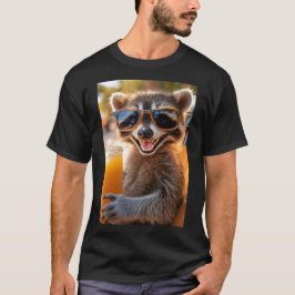 Waschbär entspannt mit coolem Drink T Shirt