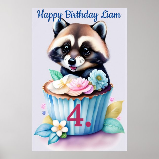 Waschbär mit Cupcake Poster (Framsidan)