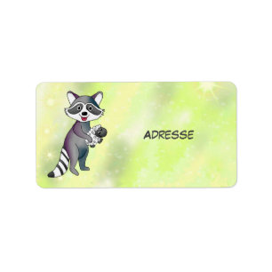 Waschbär mit Schaf Aufkleber Adressetikett