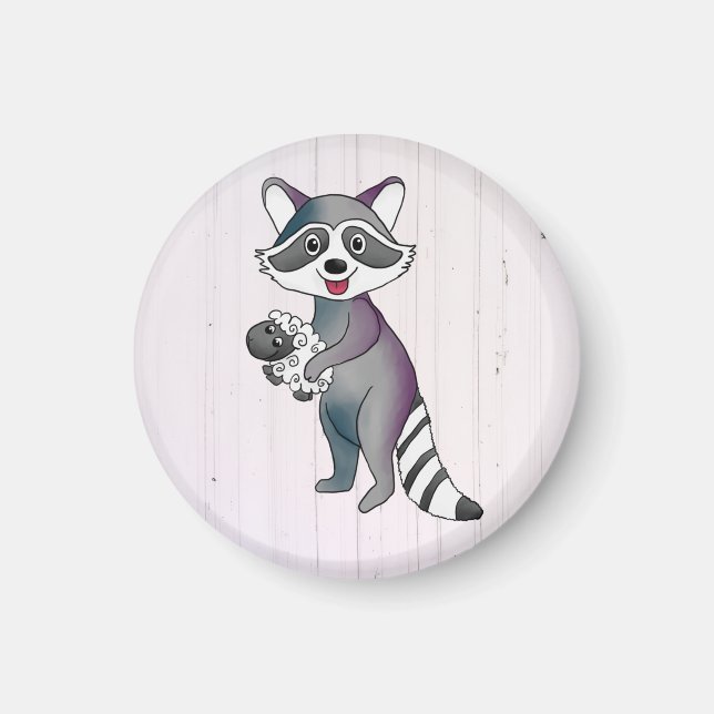 Waschbär mit Schaf Magnet (Framsidan)