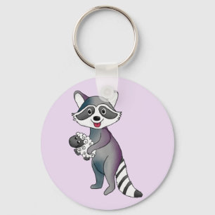 Waschbär mit Schäfchen Nyckelring