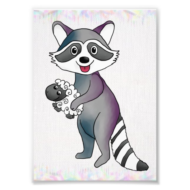 Waschbär und Schaf  Fototryck (Framsidan)