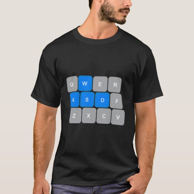 WASD-datorspel för PC-spelare - lätt blå T Shirt (Framsida)