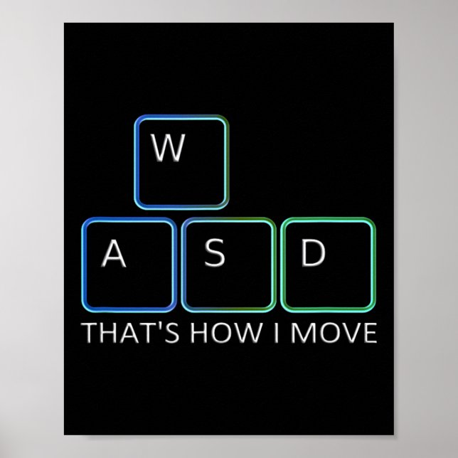 Wasd Gaming Design - Ikoniskt Pc-grafiskt Tangentb Poster (Framsidan)