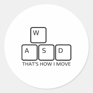 Wasd Gaming Design - Ikoniskt tangentbord för PC-s Runt Klistermärke