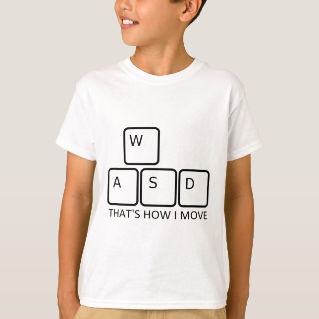 Wasd Gaming Design - Ikoniskt tangentbord för PC-s T Shirt (Framsida)