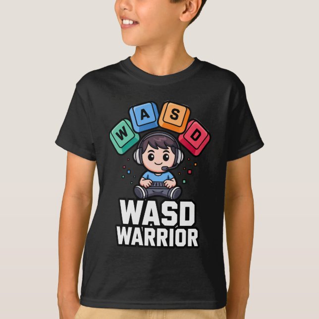 WASD Krigare PC Spelare T-shirts för Gaming (Framsida)