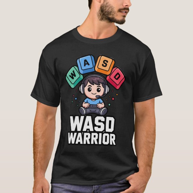 WASD Krigare PC Spelare T-shirts för Gaming (Framsida)
