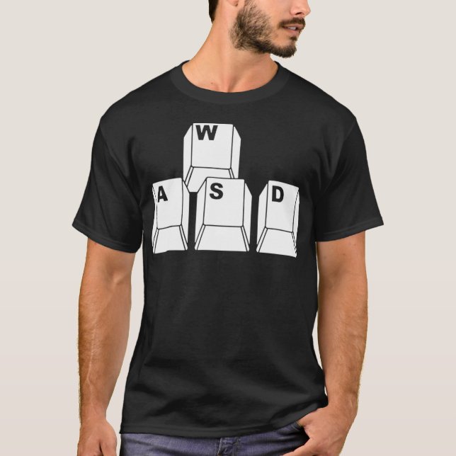 WASD PC Dator Tee Tangentbord Video Game Funny Gif (Framsida)