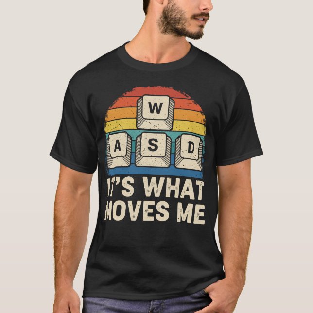 WASD Speltangentbord Rolig Retrodesign för PC-spel T Shirt (Framsida)