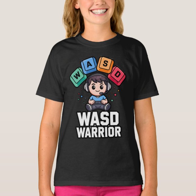 WASD Warrior PC Gamer Tshirts for Gaming (Framsida)