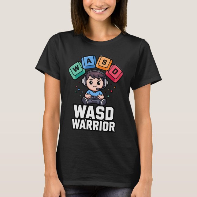 WASD Warrior PC Gamer Tshirts for Gaming (Framsida)