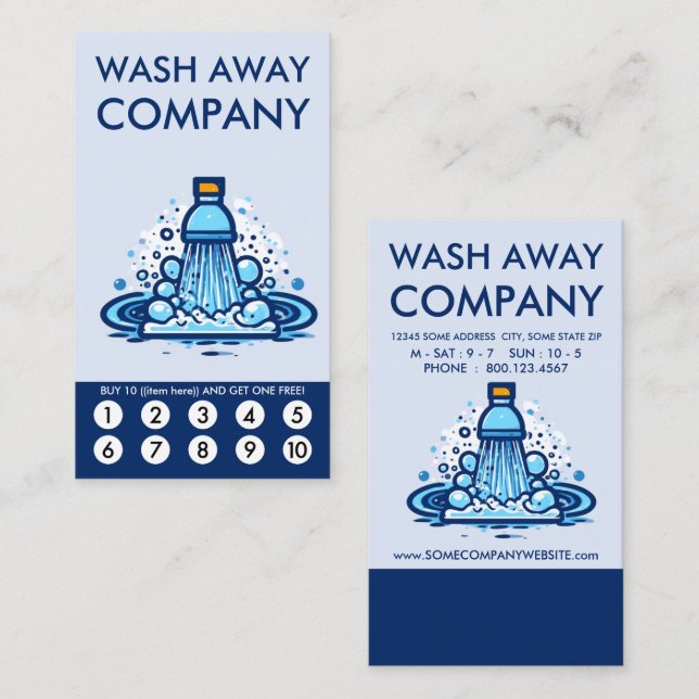 Wash Loyalty Punch Card Lojalitetskort (Fram/baksida)