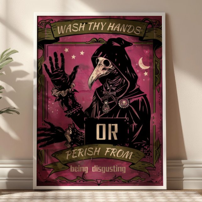 Wash Thy Hands Plague Doctor Funny Bathroom Poster (Skapare uppladdad)