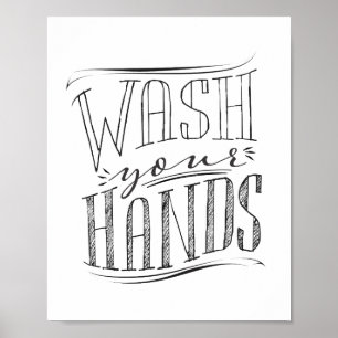 Wash Your Hands Bathroom Wall Art Poster