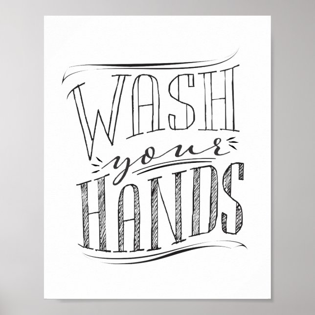 Wash Your Hands Bathroom Wall Art Poster (Framsidan)