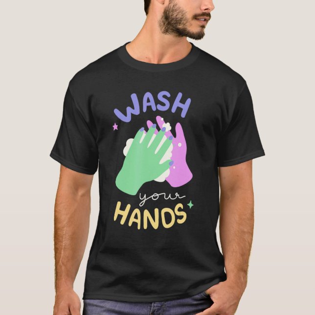 Wash Your Hands Meme Hand Hygiene Reminder for Kid T Shirt (Framsida)