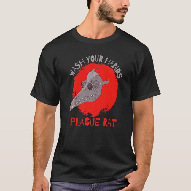 Wash Your Hands Plague Rat Medieval Plague Doctor  T Shirt (Framsida)