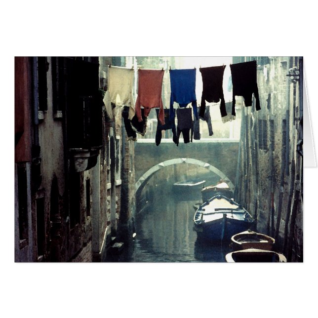 Washday i den Venedig italien Hälsningskort (Framsidan Horizontal)
