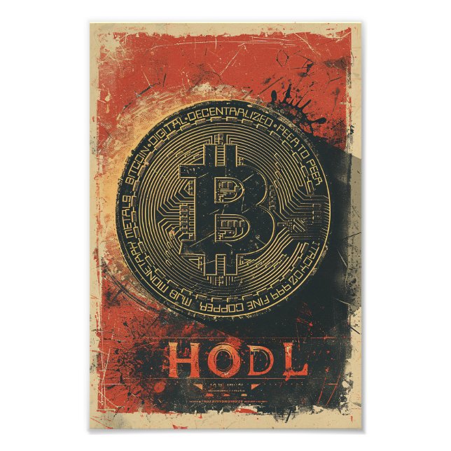 Washed Bitcoin hodl crypto blockchain Fototryck (Framsidan)