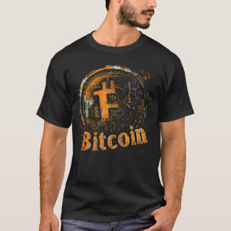 Washed Bitcoin Logo Crypto Blockchain Design T Shirt