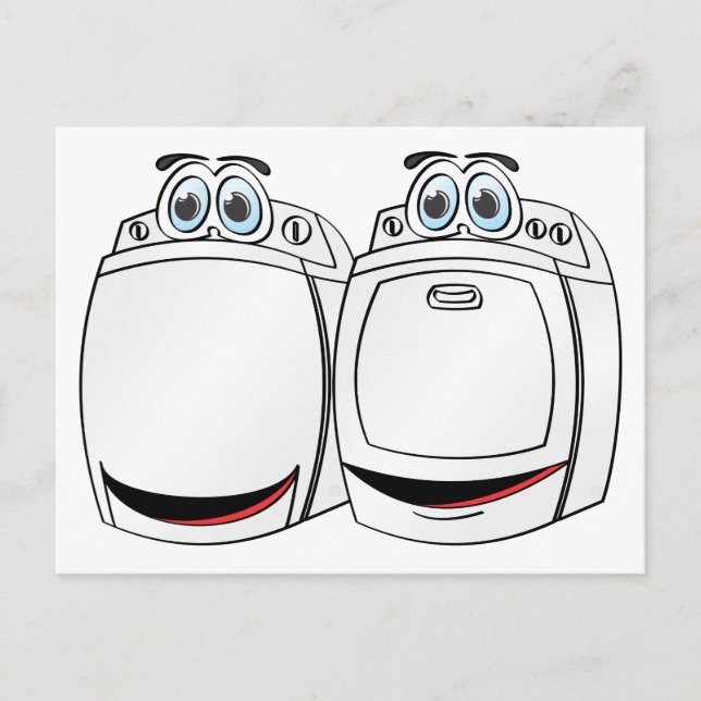 Washer Dryer-Tecknad Vykort (Framsida)