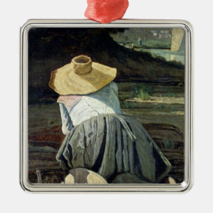 Washerwoman vid floden, 1860 julgransprydnad metall