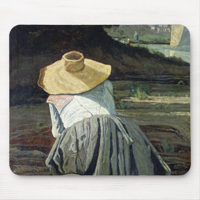 Washerwoman vid floden, 1860 musmatta (Framsidan)
