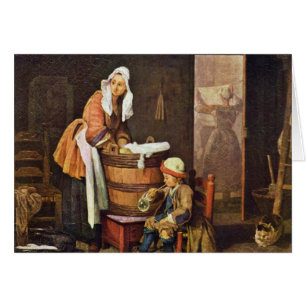 Washerwomanen, vid Chardin Jean-Baptiste Siméon Hälsningskort