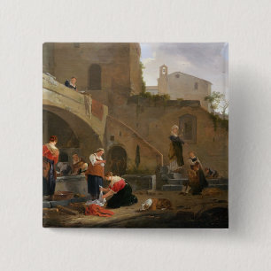 Washerwomen vid en romersk fontän knapp