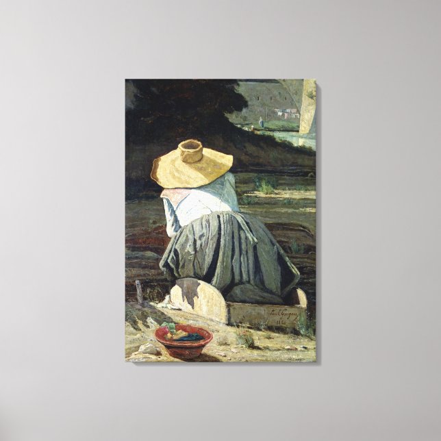Washerwomen vid floden 1860 canvastryck (Framsida)