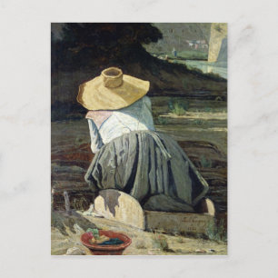 Washerwomen vid floden 1860 vykort