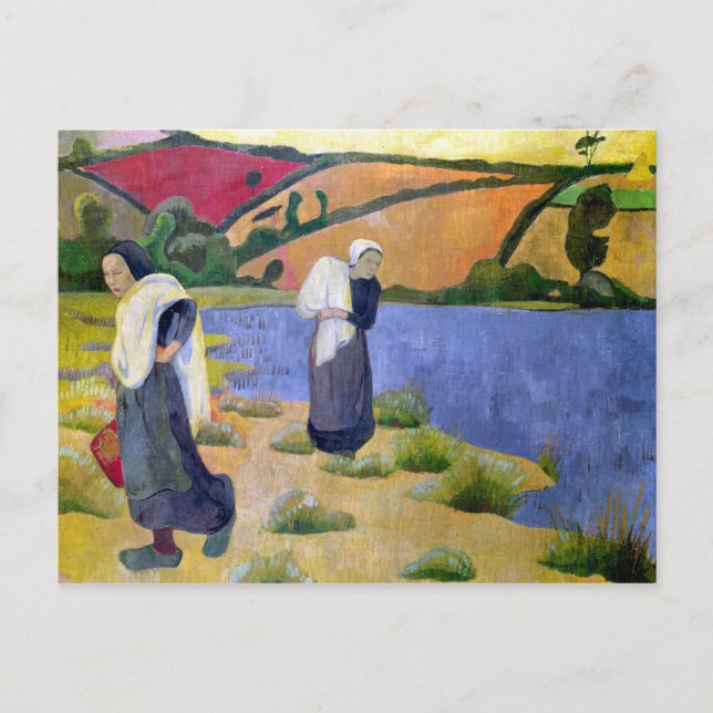 Washerwomen vid Laita River nära Pouldu Vykort (Framsida)