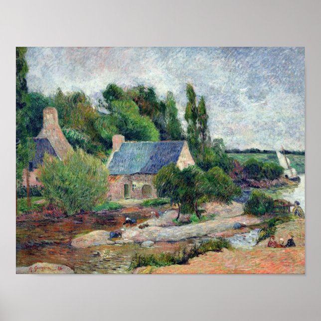 Washerwomen vid Pont-Aven, 1886 Poster (Framsidan)