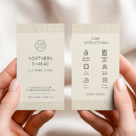 Washing Care Instructions Logo Clothing Visitkort