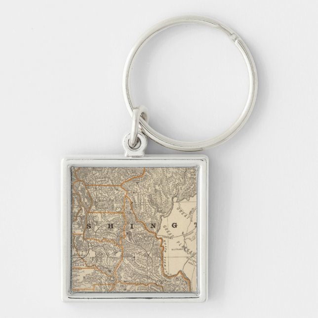 Washington 2 fyrkantig silverfärgad nyckelring (Framsidan)