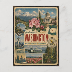 Washington Äkta Vintage Stil Julkort Vykort